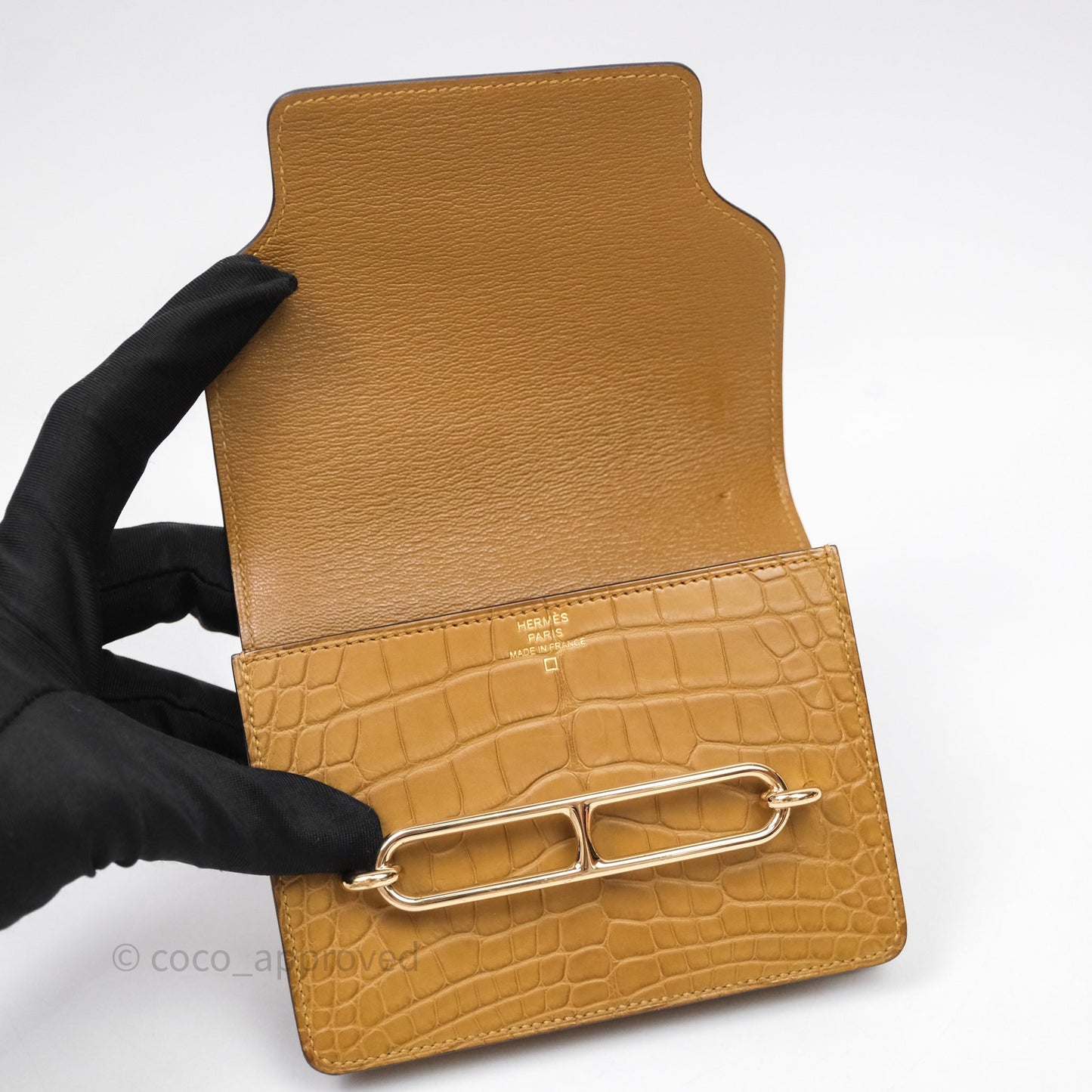 Hermès Roulis Slim Wallet Matte Alligator Mississippiensis Kraft 2H Gold Hardware