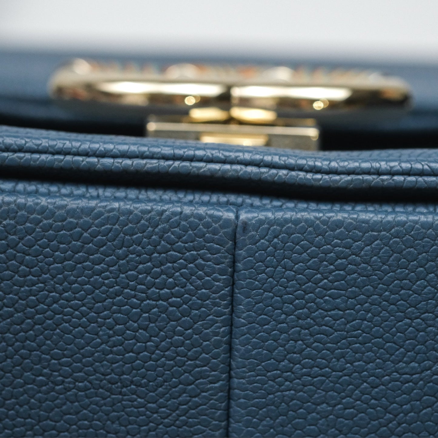 Chanel Medium Cuba Top Handle Flap Bag Blue Caviar Gold Hardware