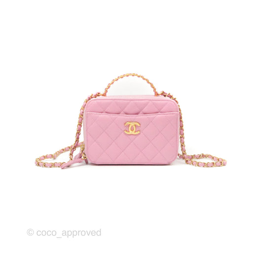Chanel Caviar Quilted Pick Me Up Small Vanity Case Light Pink