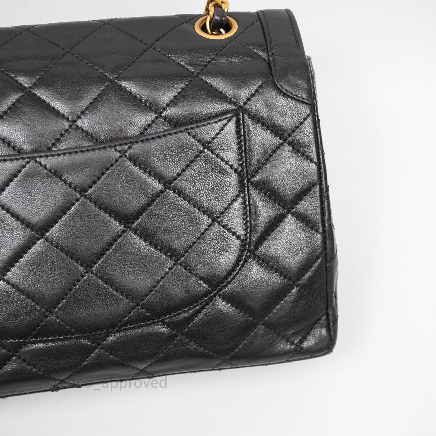 Chanel Quilted Vintage Flap Bag Lambskin Black 24K Gold Hardware