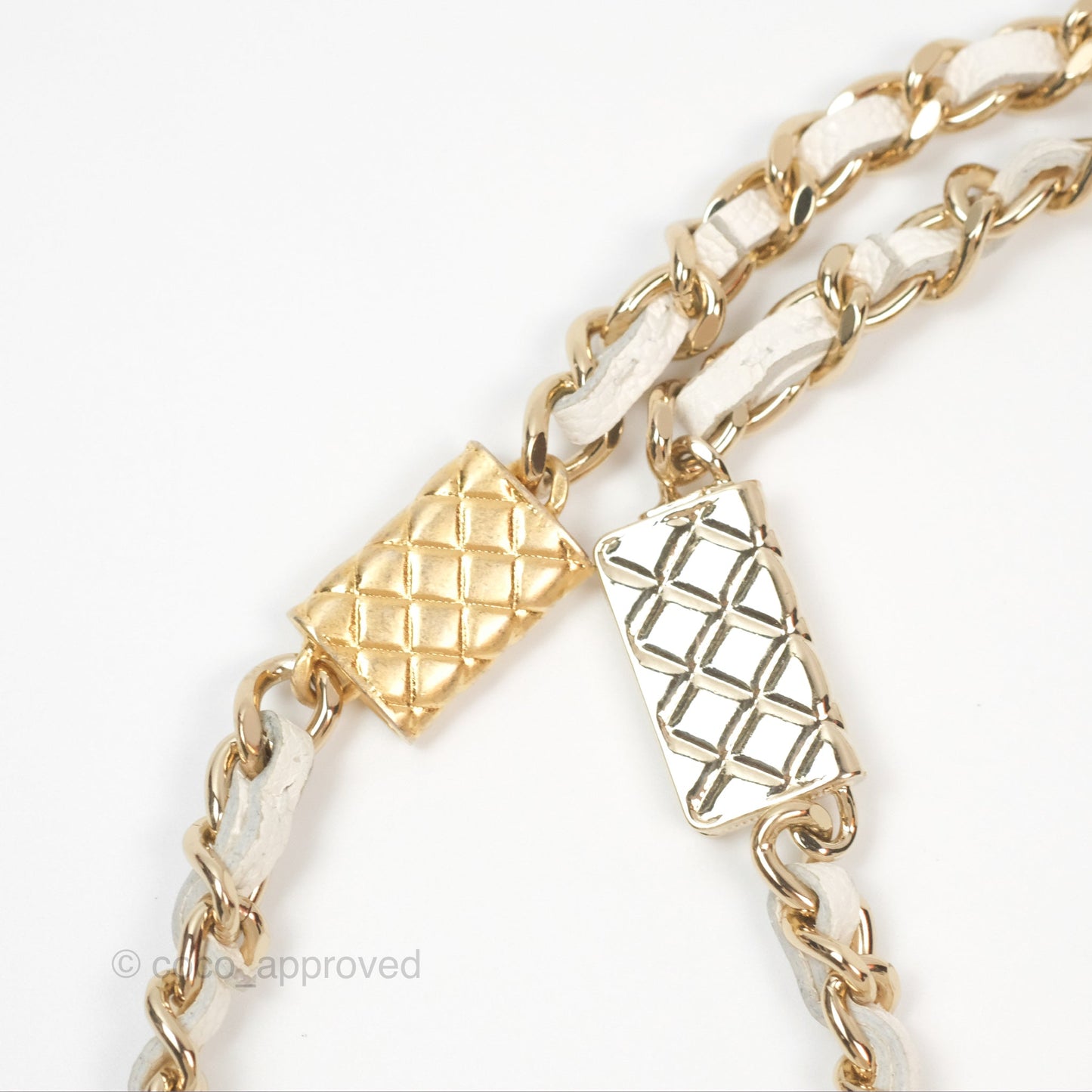 Chanel Quilted Wallet On Chain WOC With Charms White Caviar Gold Hardware