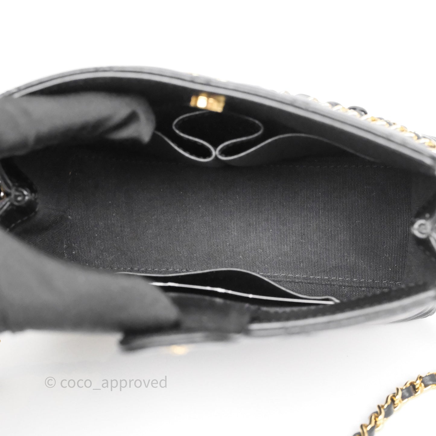 Chanel Clutch With Heart Chain Black Lambskin Gold Hardware