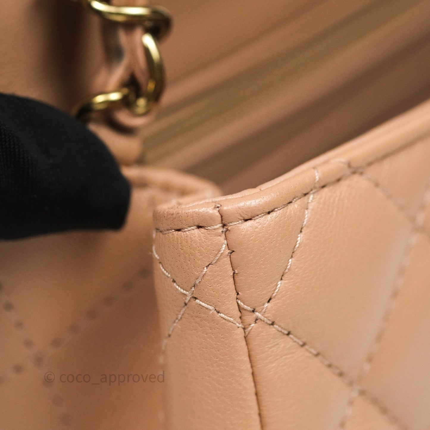 Chanel Mini Square Flap Quilted Beige Lambskin Gold Hardware