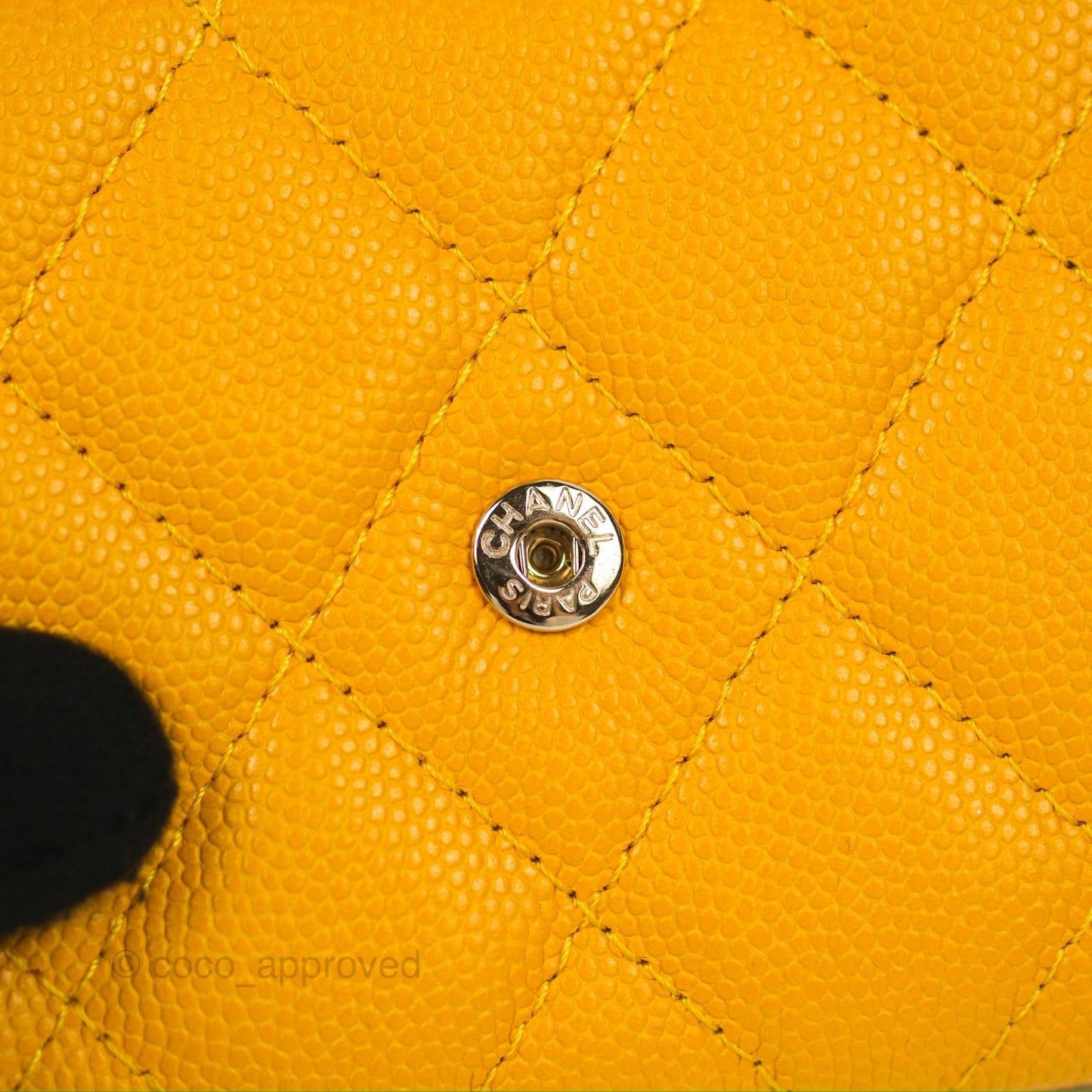 Chanel Classic Flap Coin Purse Yellow Caviar Gold Hardware