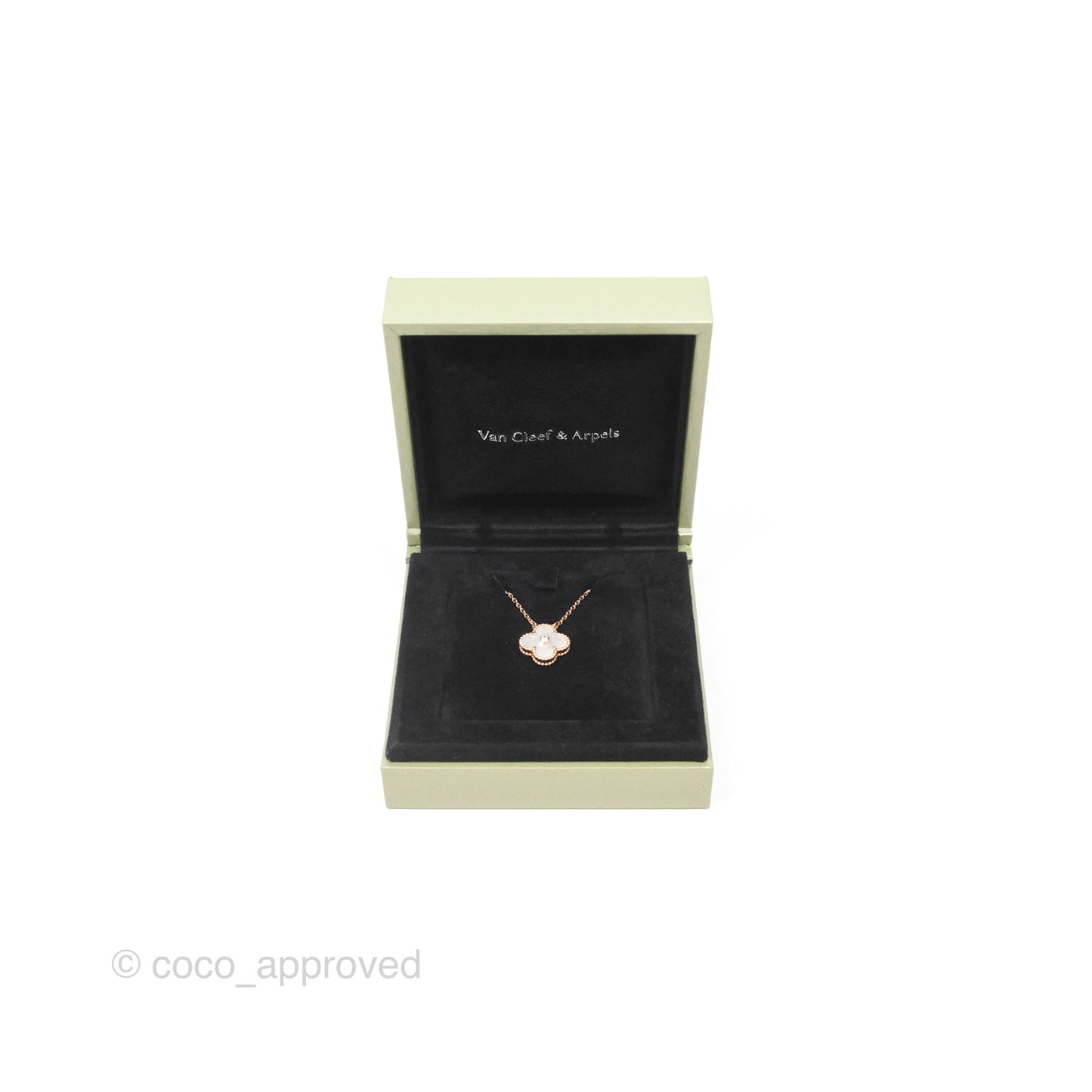 Van Cleef & Arpels Vintage Alhambra Holiday Pendant White Diamond Rose Gold