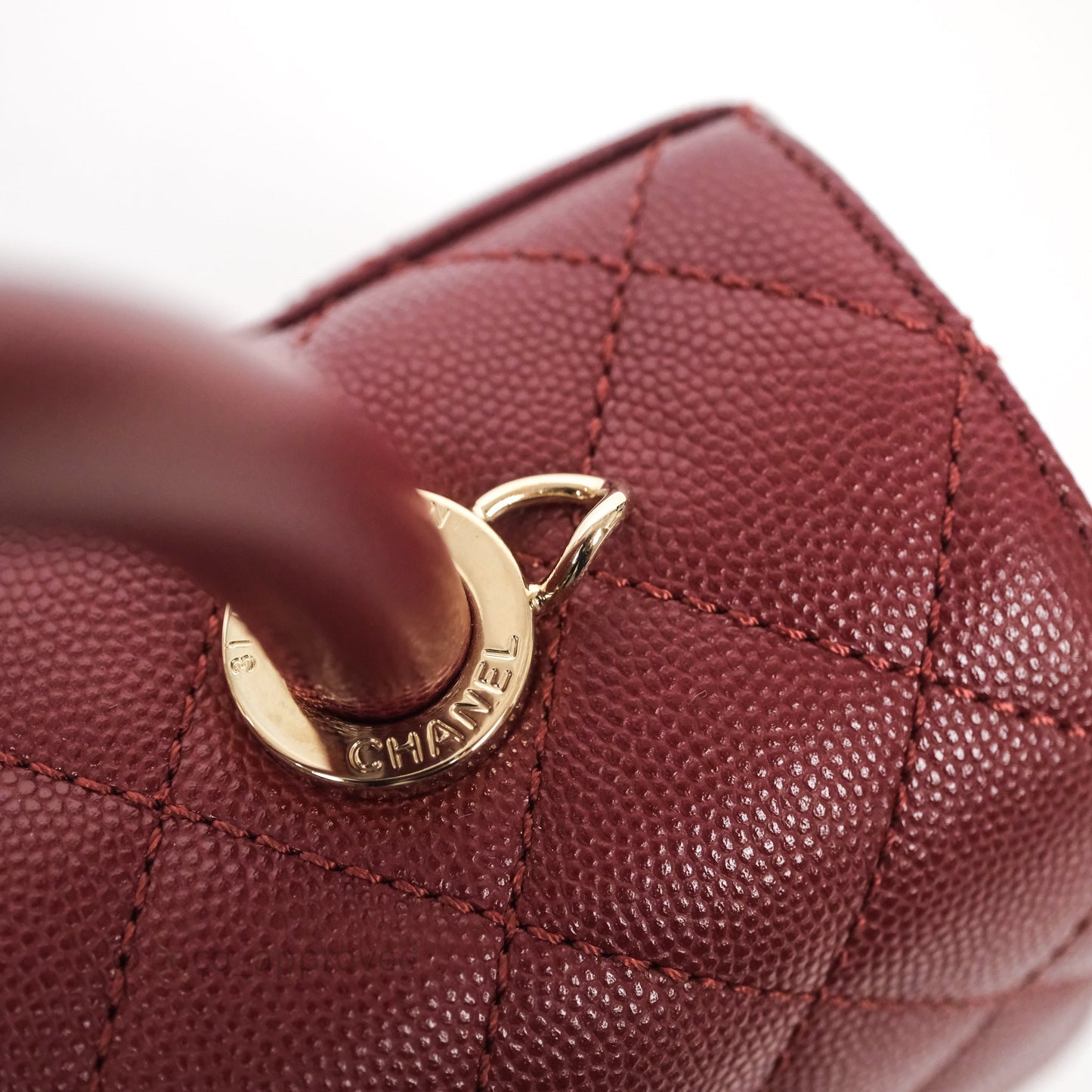 Chanel Small Coco Handle Quilted Red Burgundy Caviar Gold Hardware