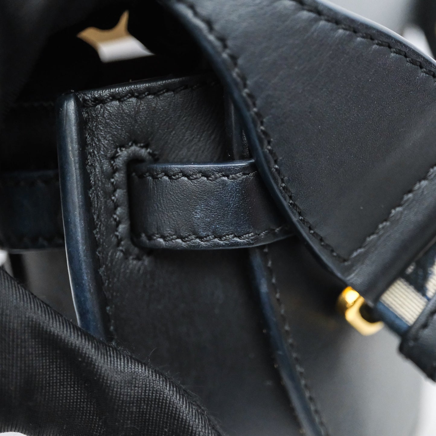 Loewe Mini Gate Dual Bag in Soft Calfskin & Jacquard Strap Black