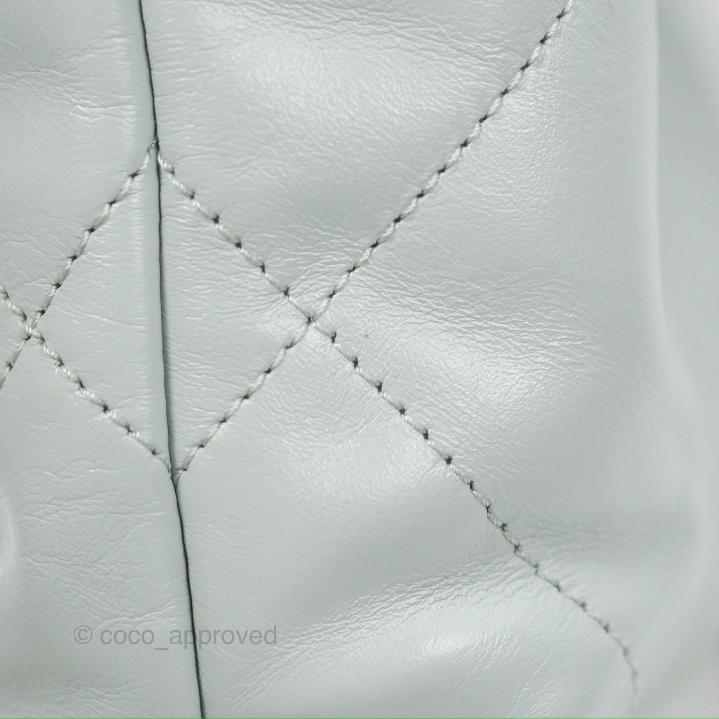 Chanel 22 Mini Bag Light Blue Grey Shiny Calfskin