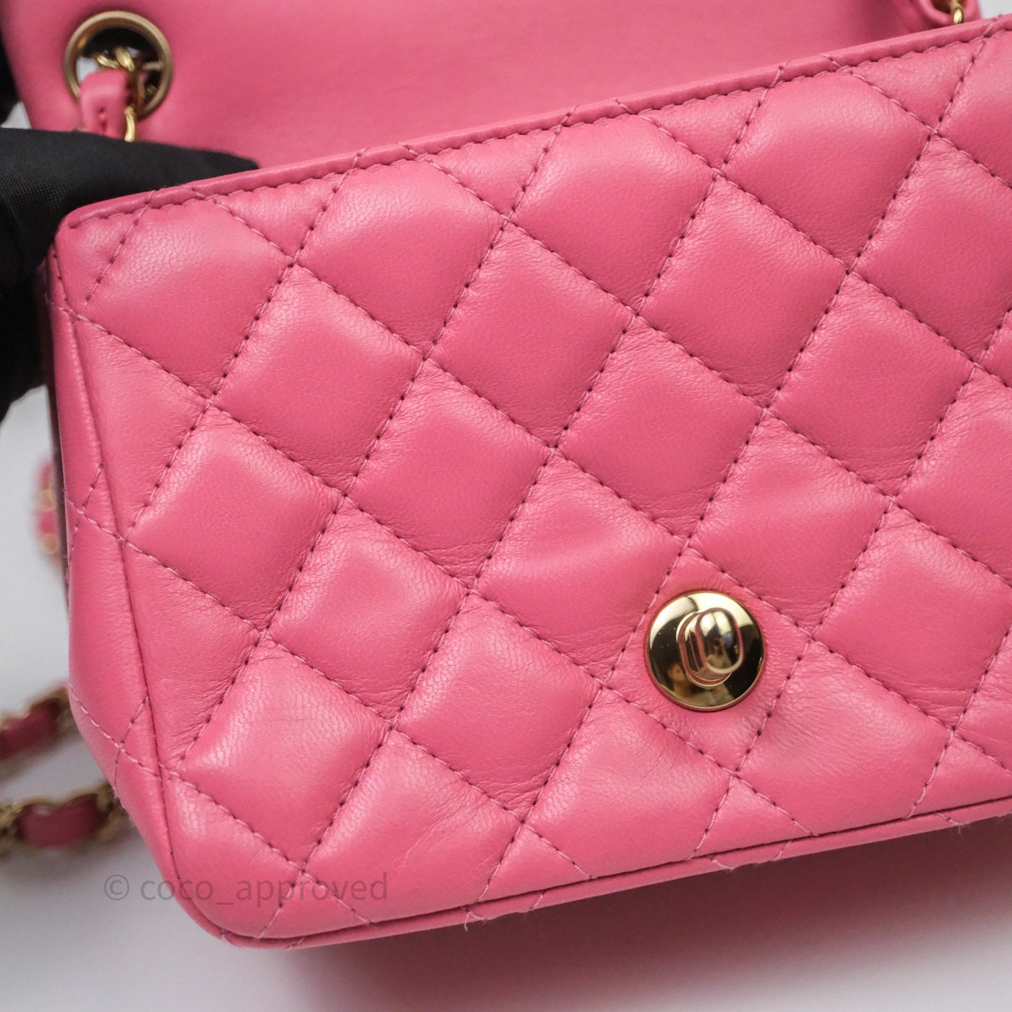 Chanel Quilted Mini Square Pink Lambskin Gold Hardware