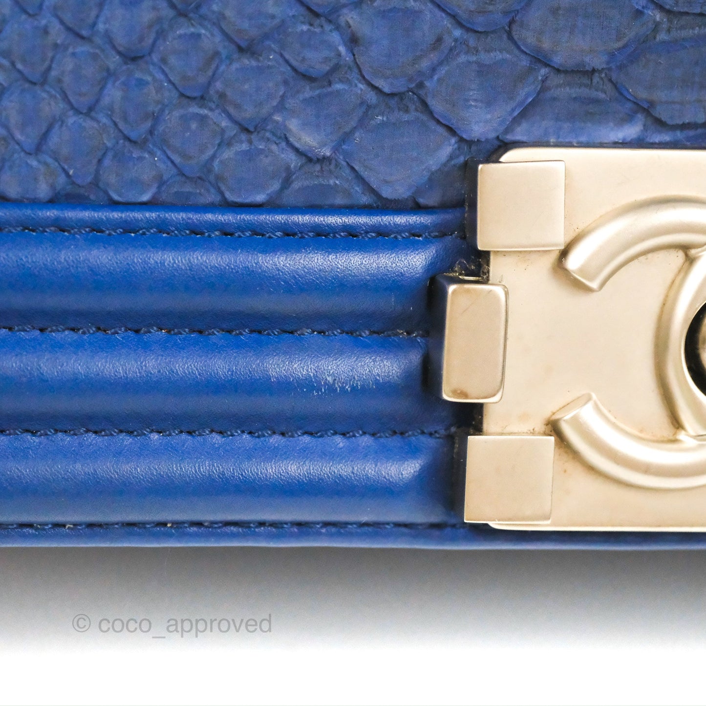 Chanel Medium Boy Blue Python Matte Silver Hardware