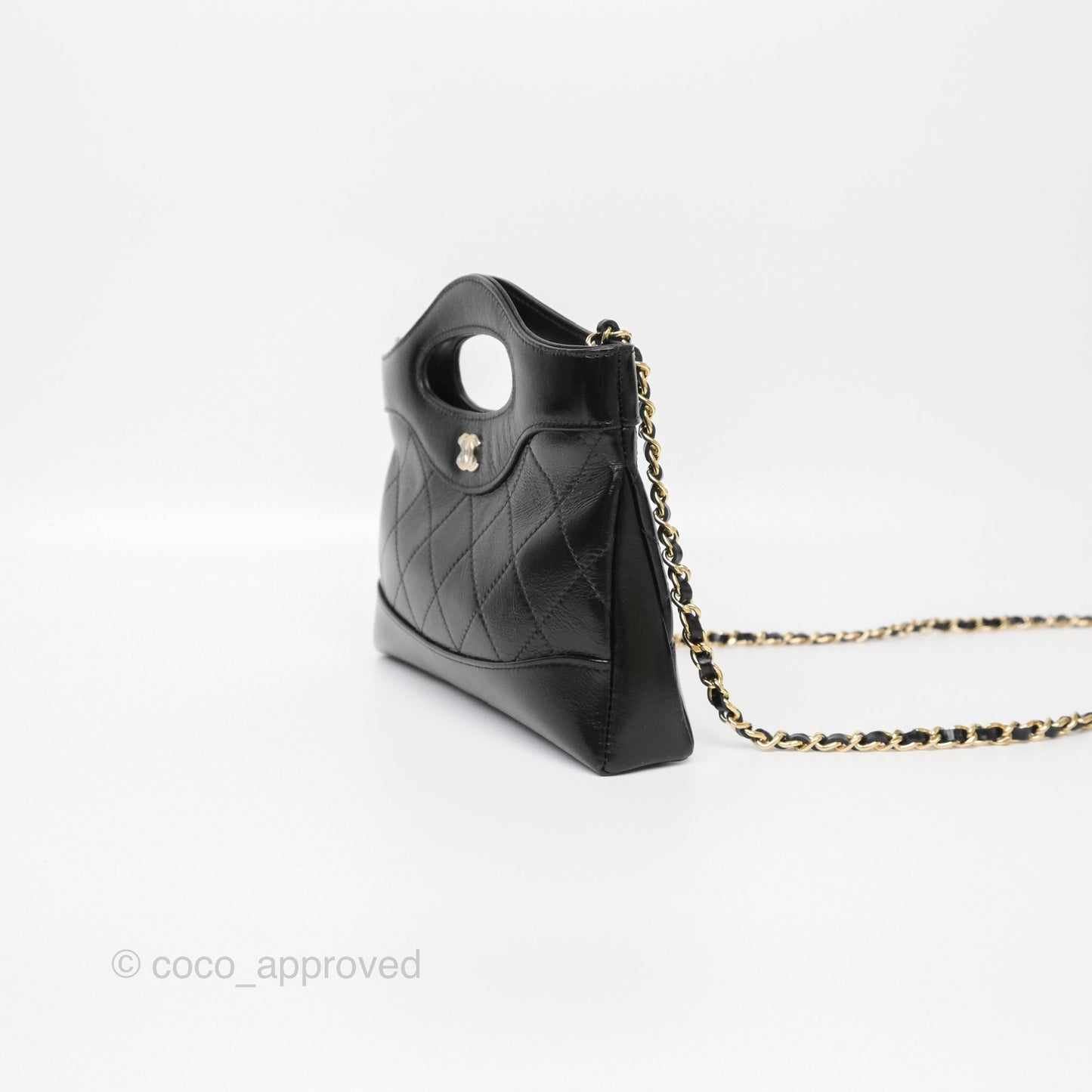 Chanel Nano 31 Black Shiny Calfskin Gold Hardware