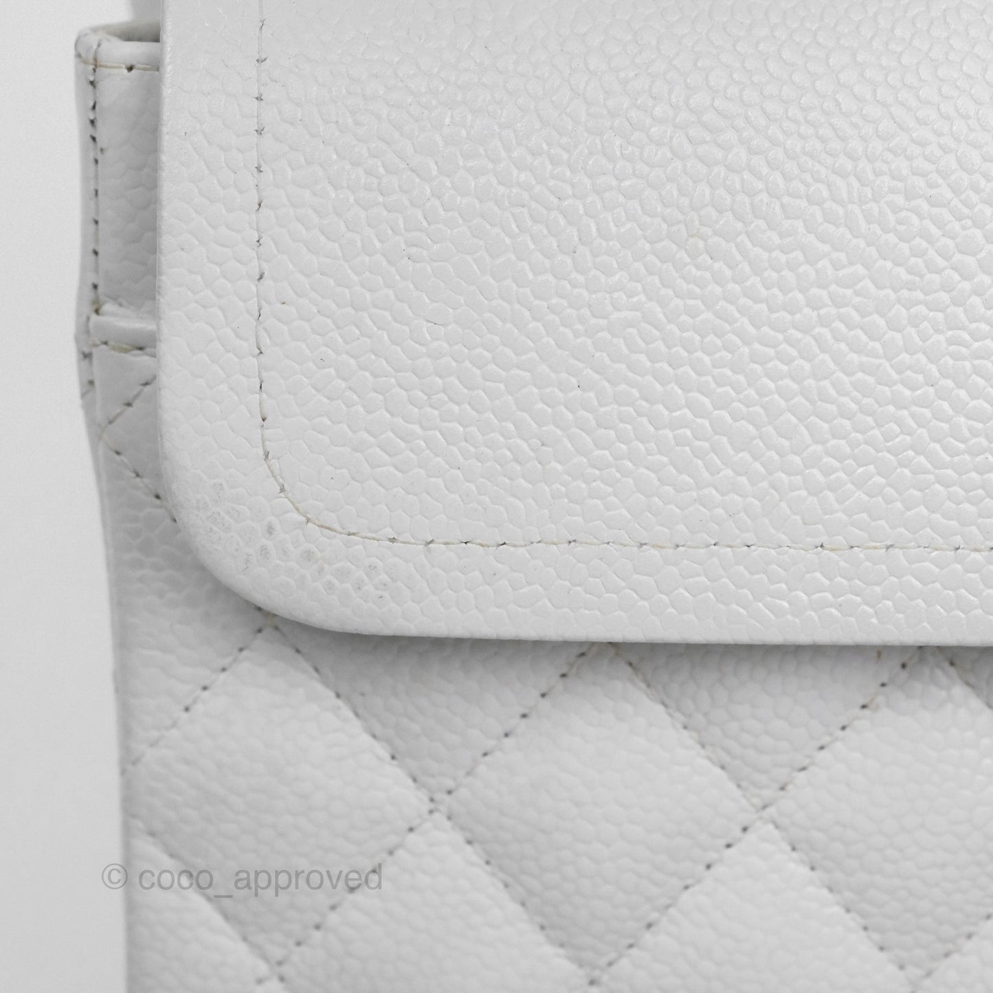 Chanel Classic M/L Medium Double Flap White Caviar Silver Hardware