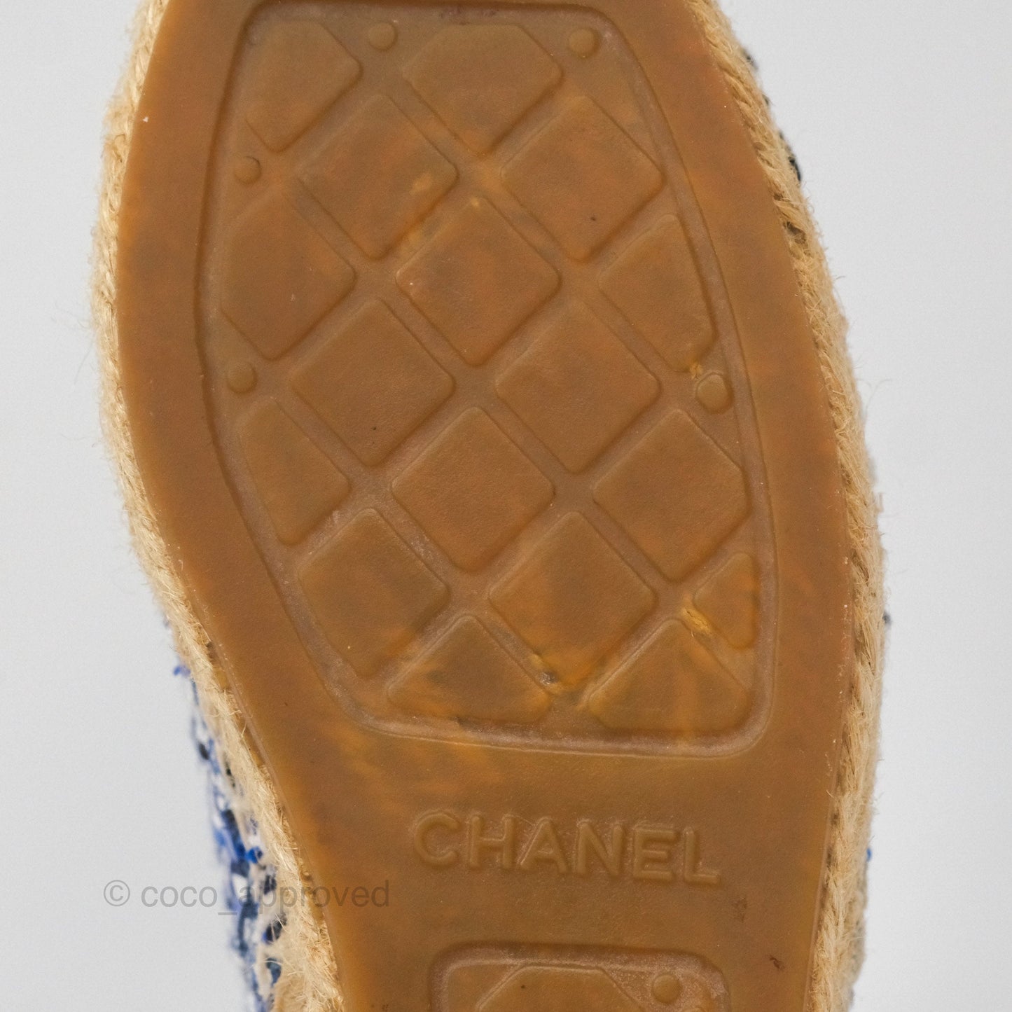 Chanel Espadrille Blue Tweed Size 38