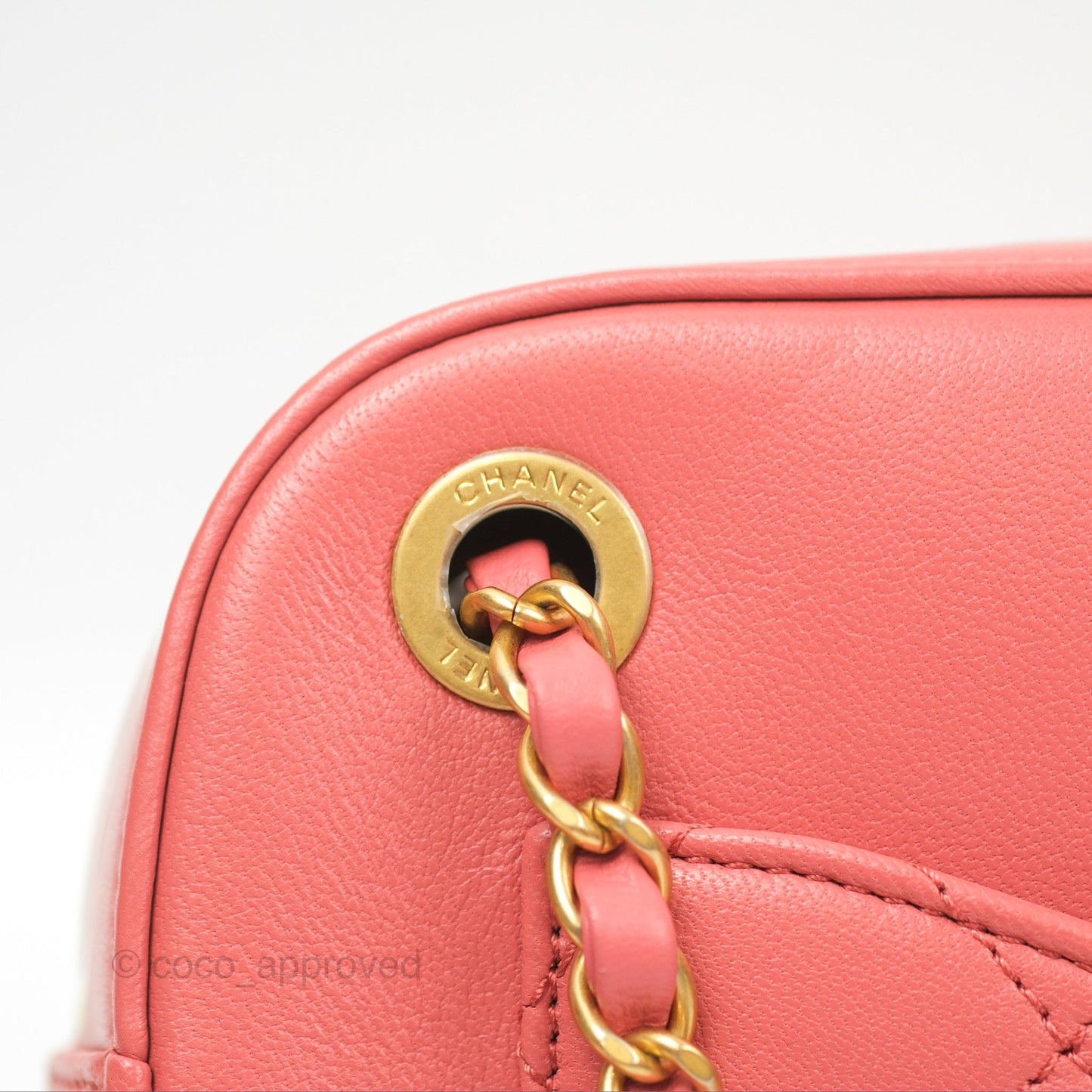Chanel Chain Infinity Camera Case Pink Goatskin Aged Gold Hardware