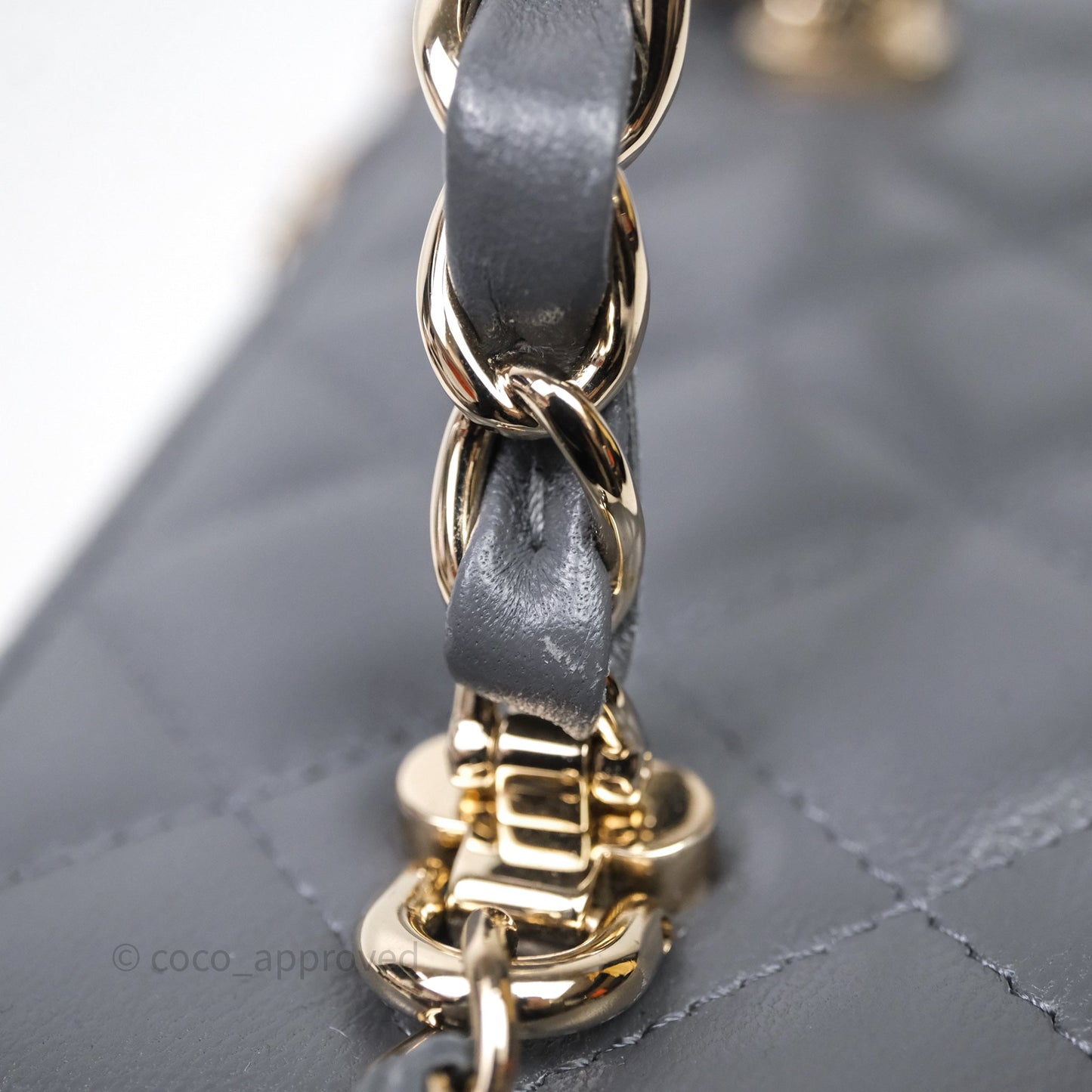 Chanel Vanity Rectangular Top Handle Grey Lambskin Gold Hardware