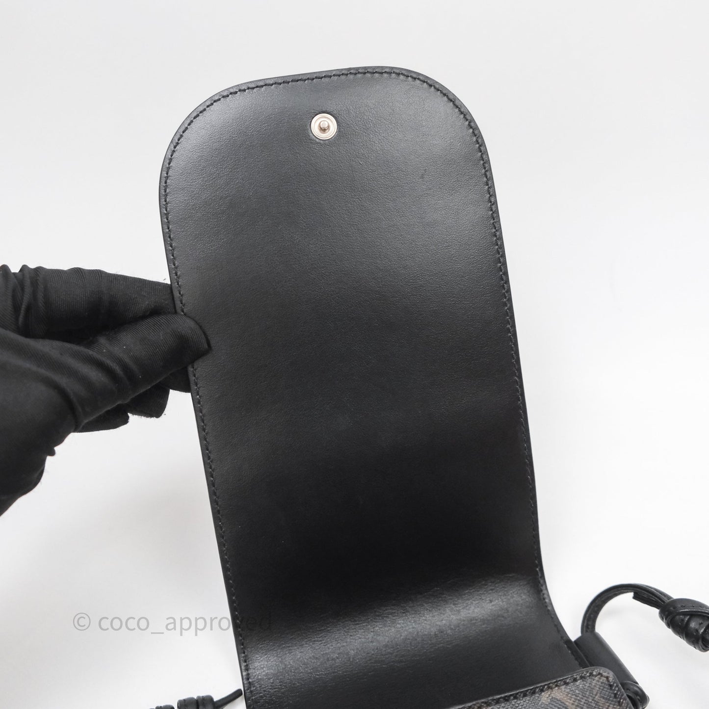 Celine Phone Pouch Black Triomphe Canvas