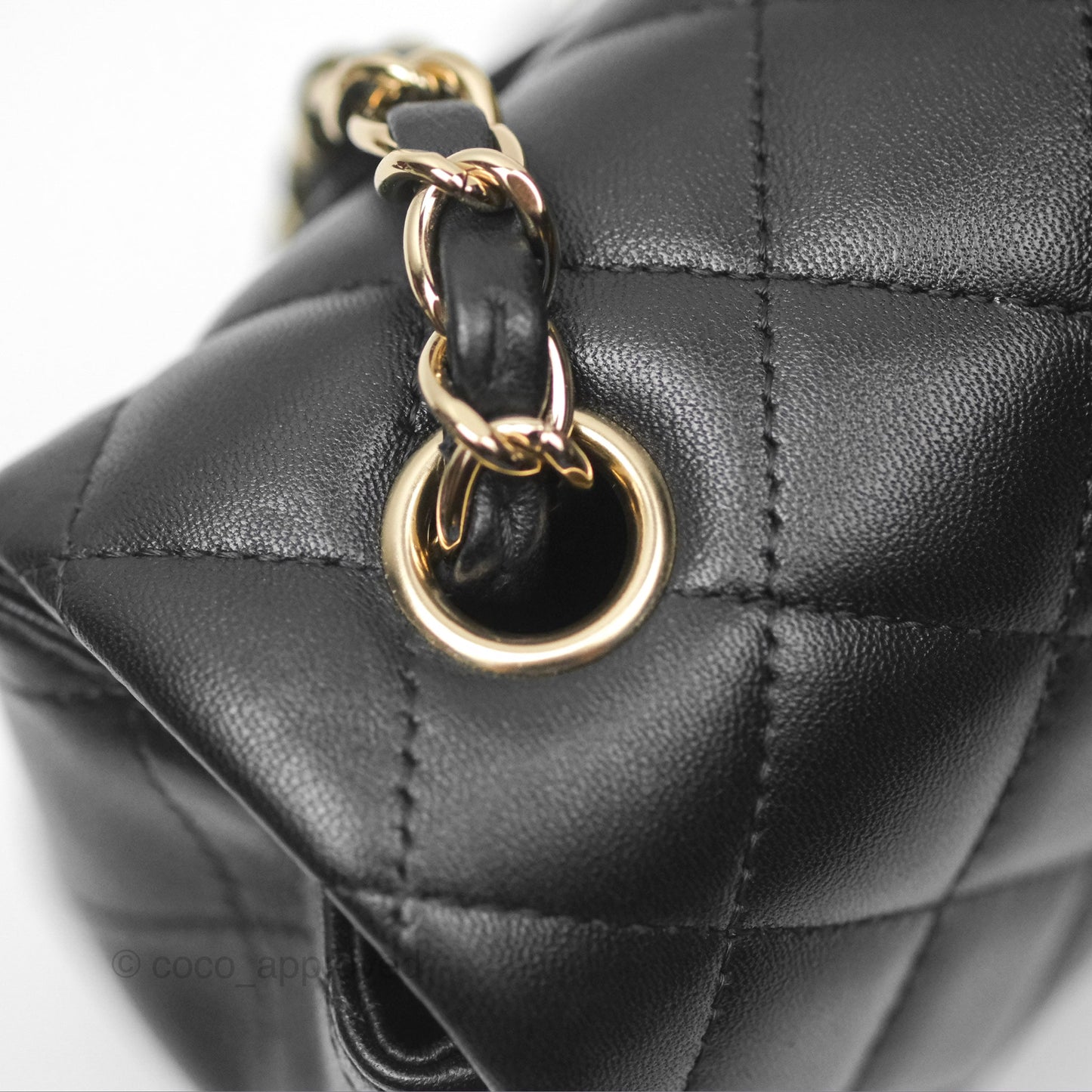 Chanel Mini Rectangular Quilted Black Lambskin Gold Hardware