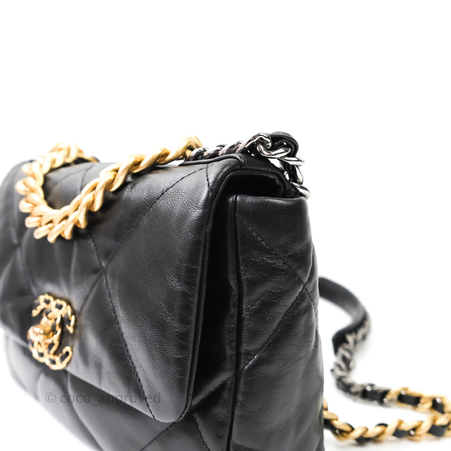 Chanel 19 Small Black Goatskin Mixed Hardware Goatskin