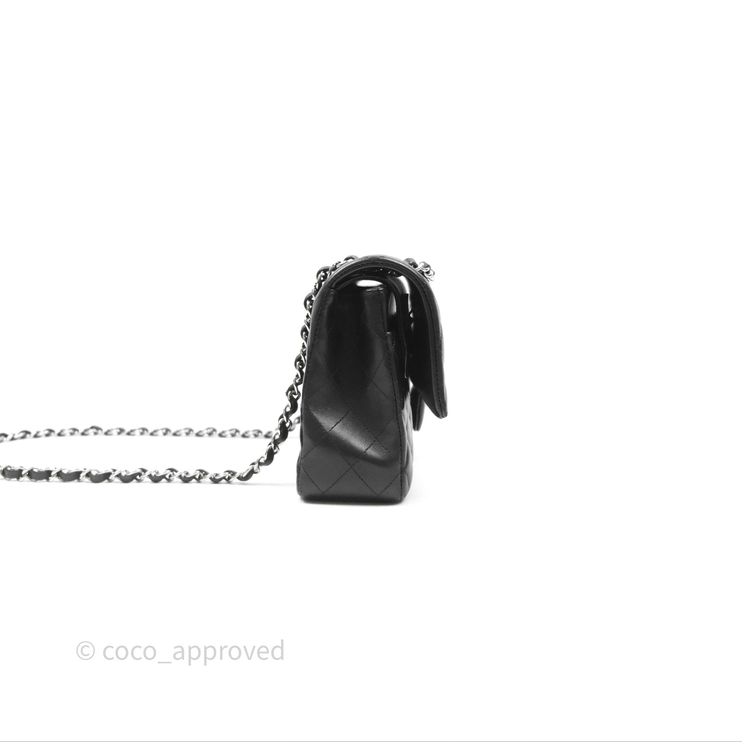 Chanel Classic M/L Medium Flap Quilted Black Lambskin Silver Hardware