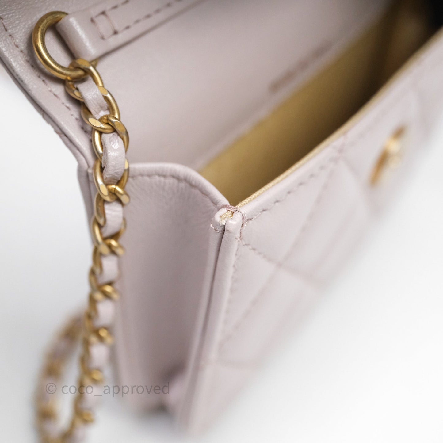 Chanel Pearl Crush Mini Clutch Belt Bag Lilac Lambskin Aged Gold Hardware