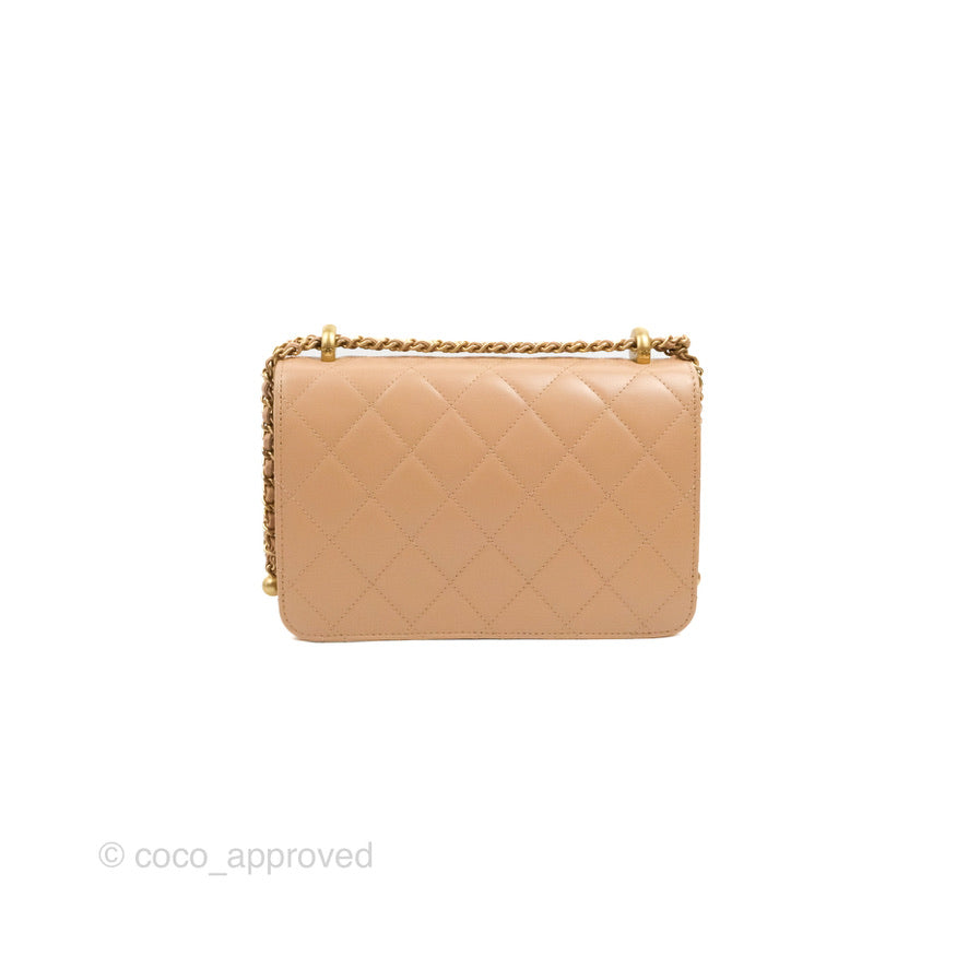 Chanel Quilted Perfect Fit Adjustable Beige Calfskin Gold Hardware 21A