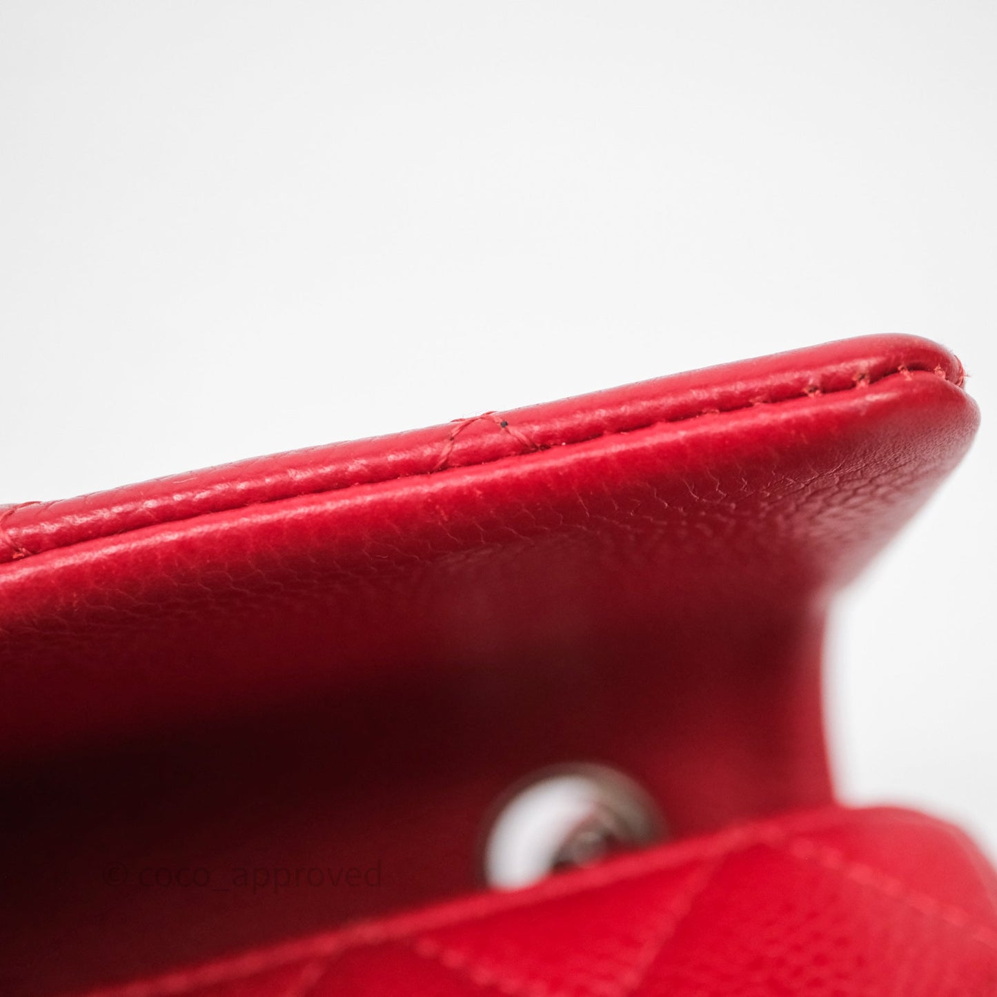 Chanel Quilted Mini Rectangular Flap Red Caviar Silver Hardware