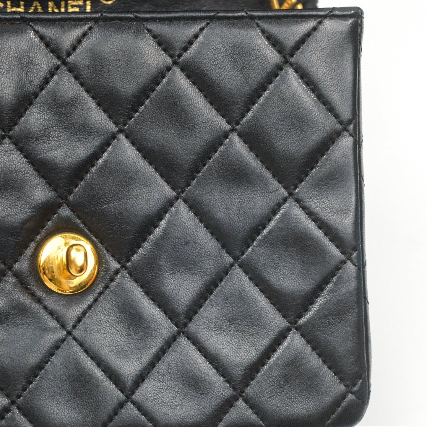 Chanel Vintage Mini Square Black Lambskin 24K Gold Hardware