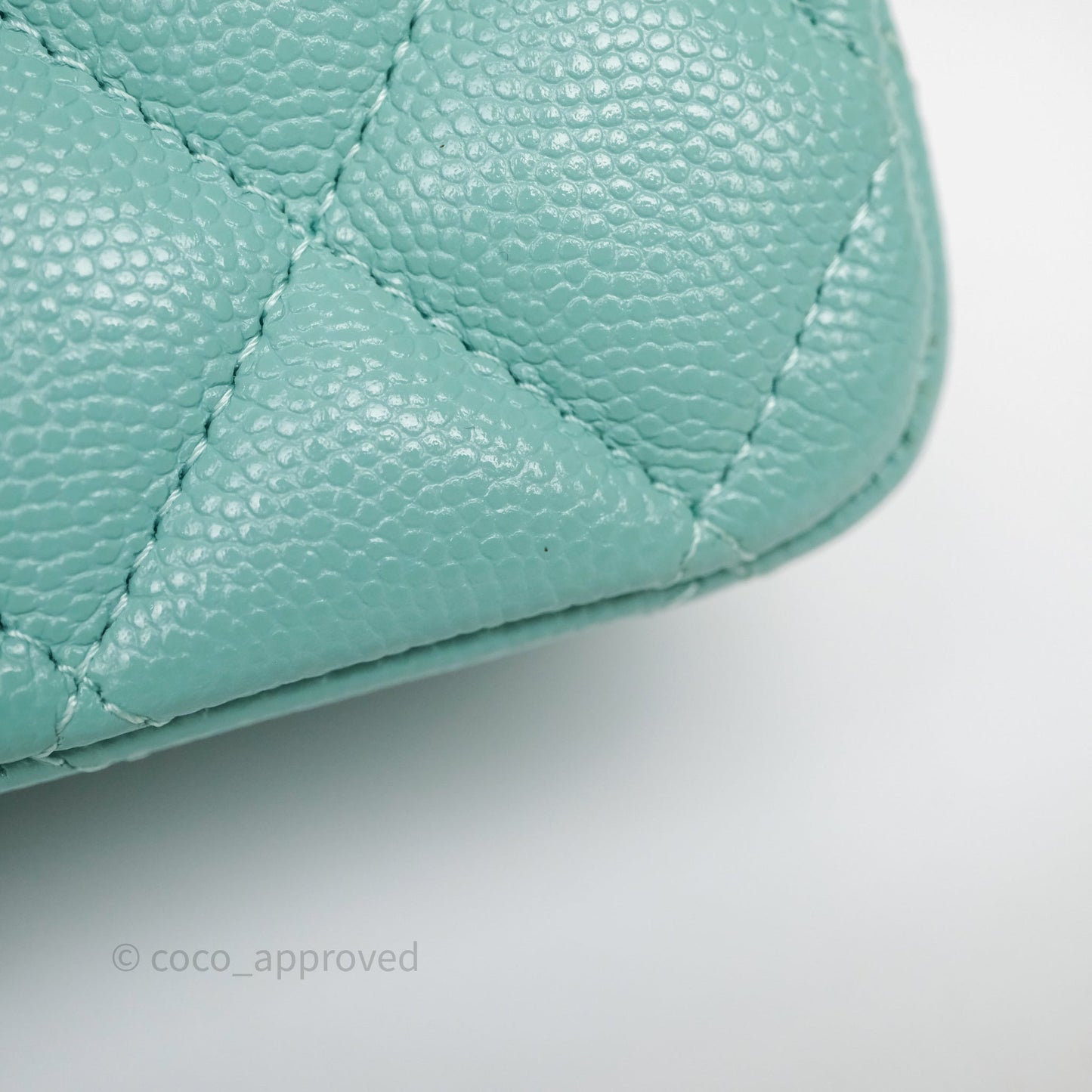 Chanel Classic M/L Medium Flap Quilted Tiffany Green Caviar Gold Hardware