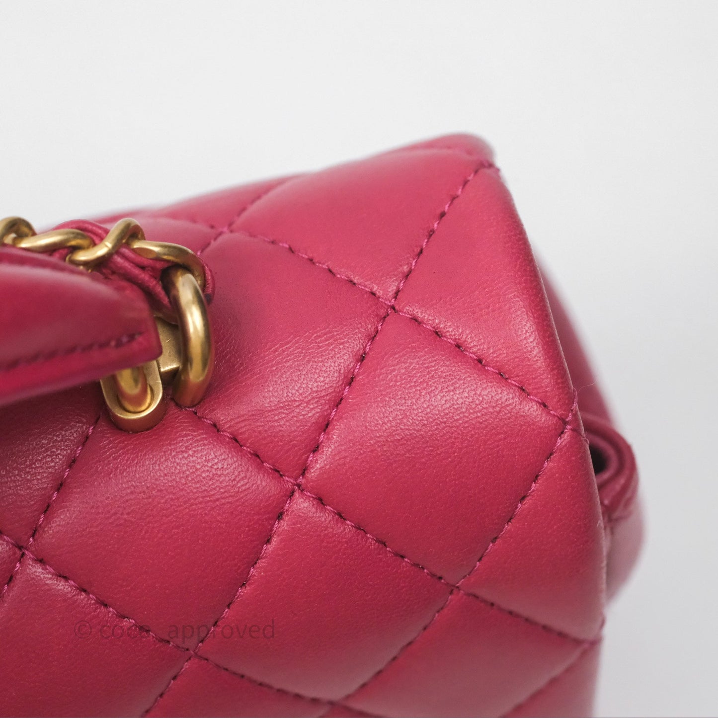 Chanel Top Handle Mini Rectangular Flap Red Lambskin Aged Gold Hardware