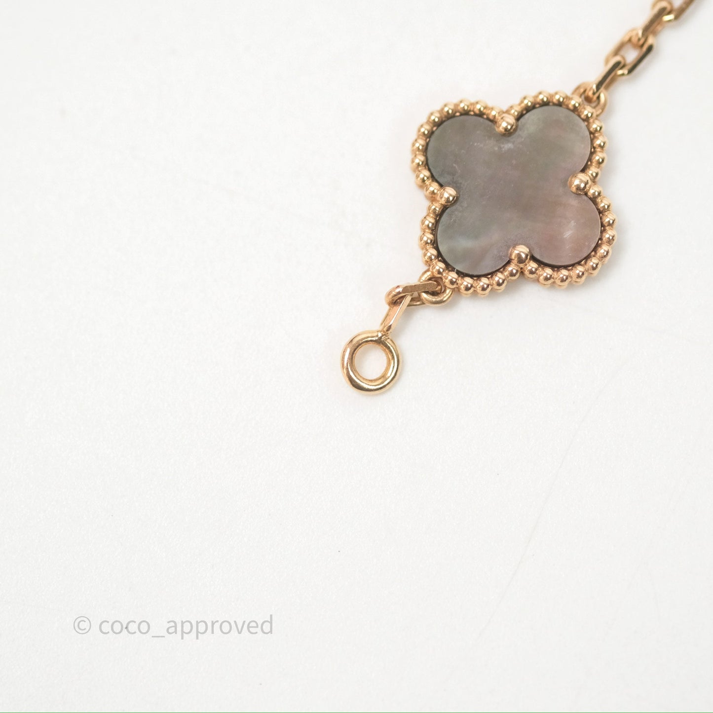 Van Cleef & Arpels Vintage Alhambra 5 Motifs Bracelet Grey Mother-of-pearl Diamonds Rose Gold