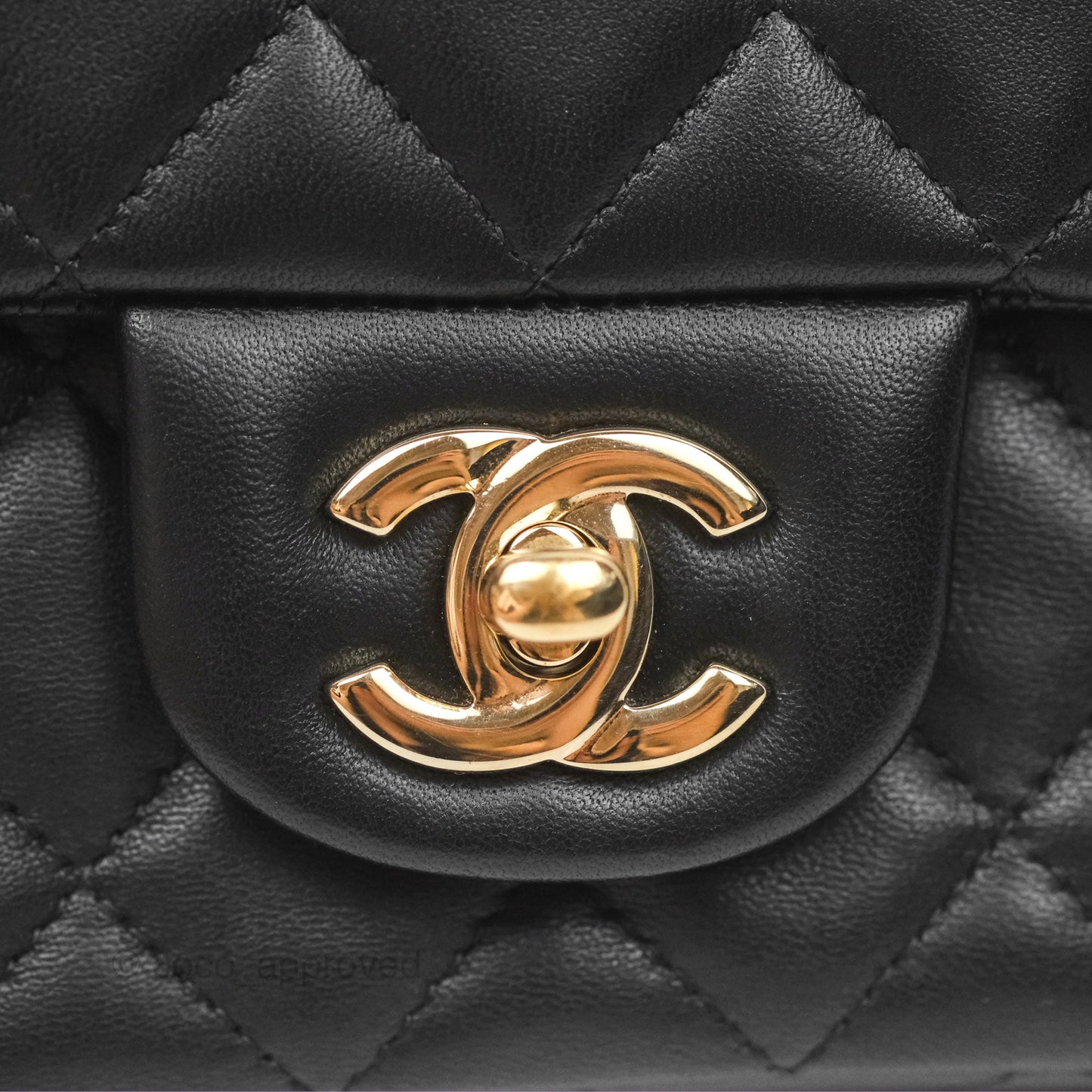 Chanel Quilted Mini Rectangular Black Lambskin Gold Hardware