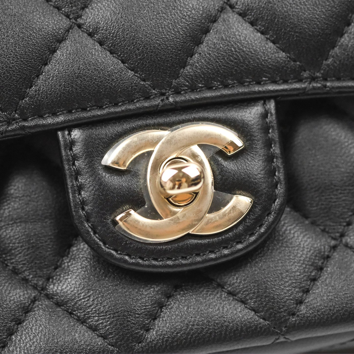 Chanel Mini Rectangle Flap with Crystals Top Handle Black Lambskin 23A