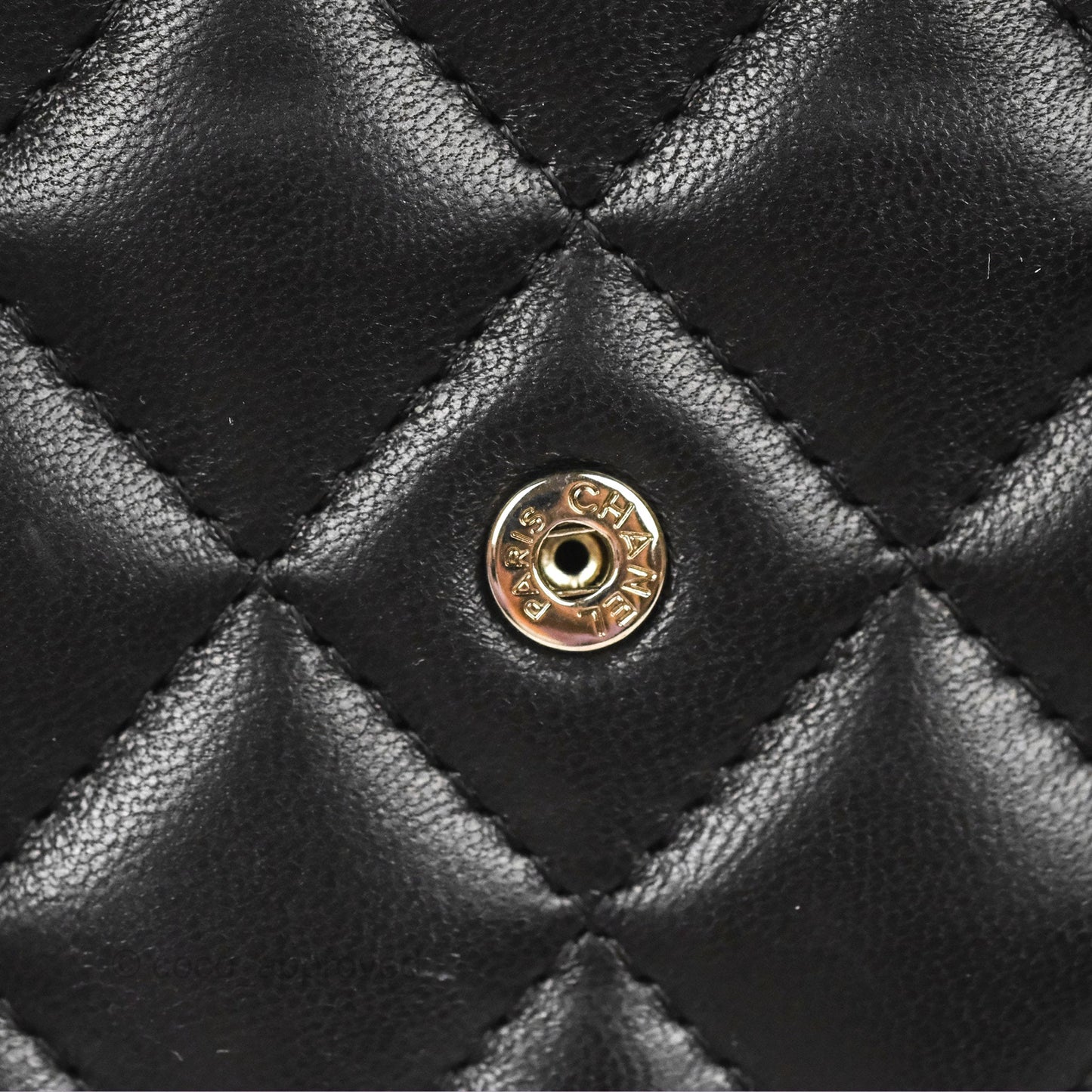 Chanel Classic Quilted Wallet On Chain WOC Black Lambskin Silver Hardware