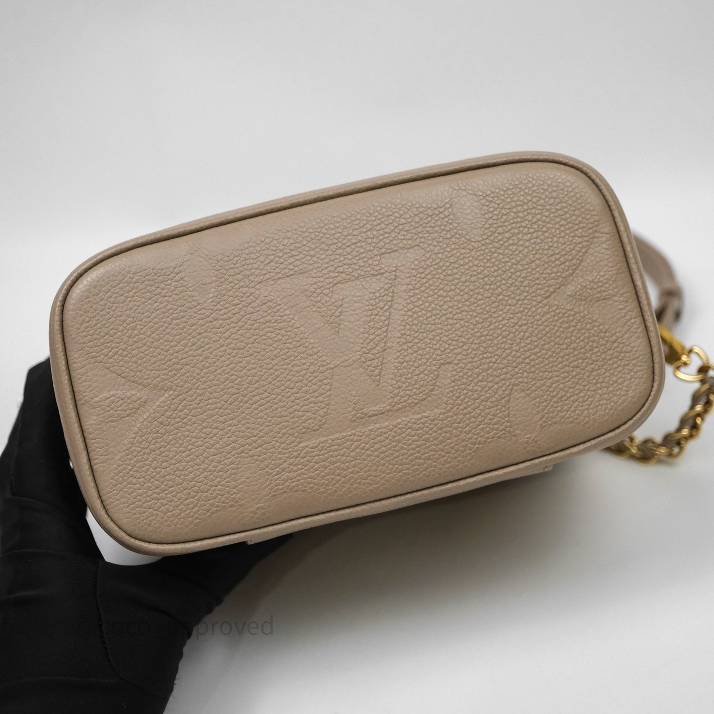 Louis Vuitton Monogram Empreinte Tourterelle Vanity PM Beige Gold Hardware