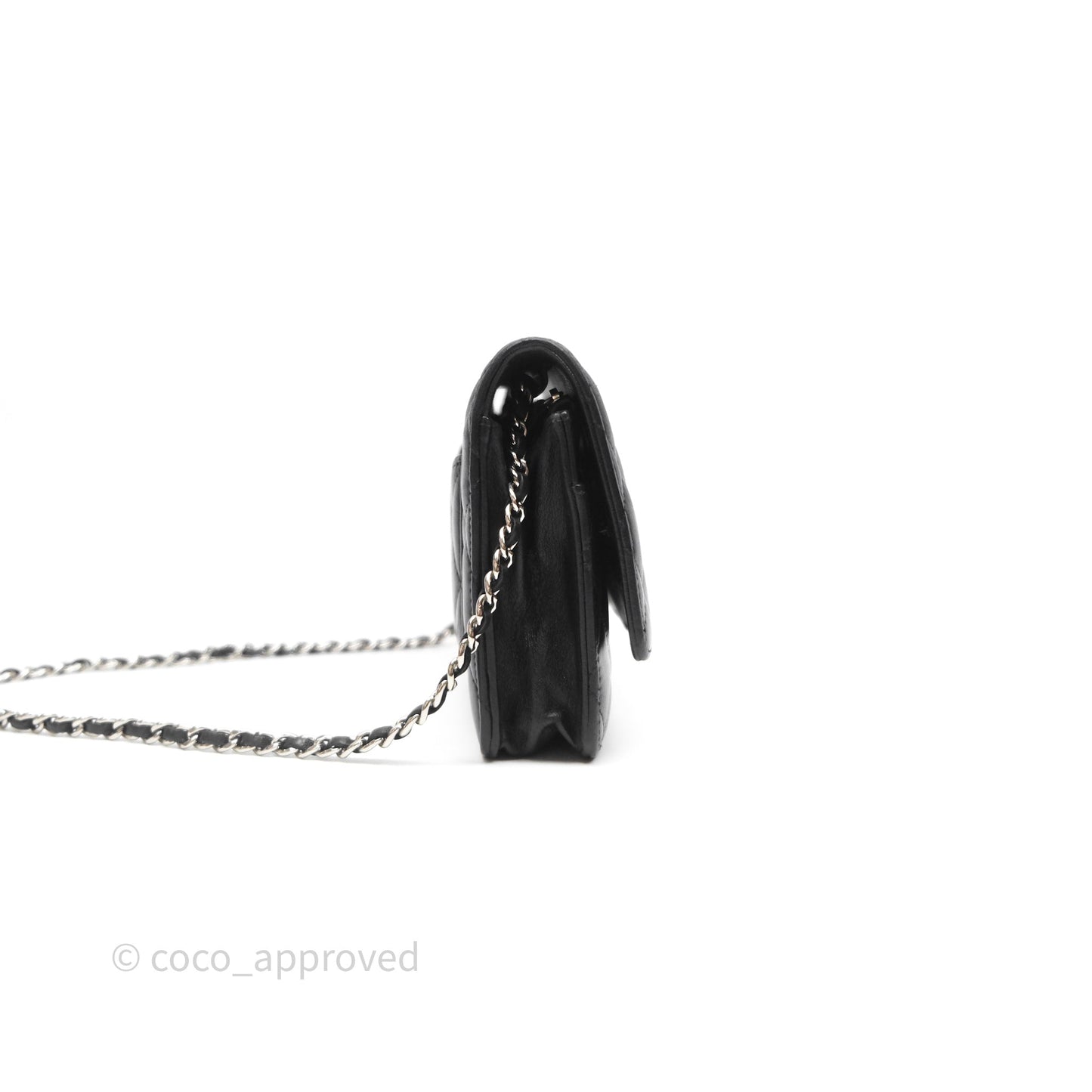 Chanel Quilted WOC Black Lambskin Silver Hardware