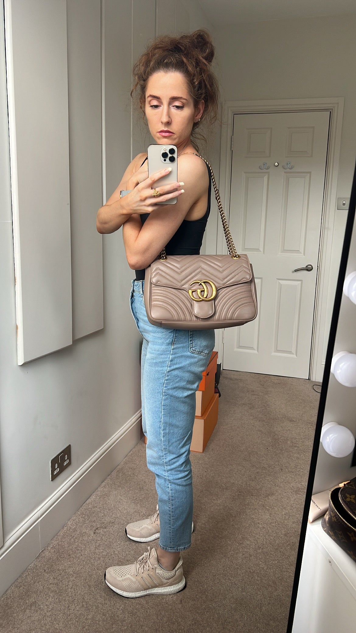 Luxury Gucci GG Dusty Pink Marmont Medium Shoulder Bag