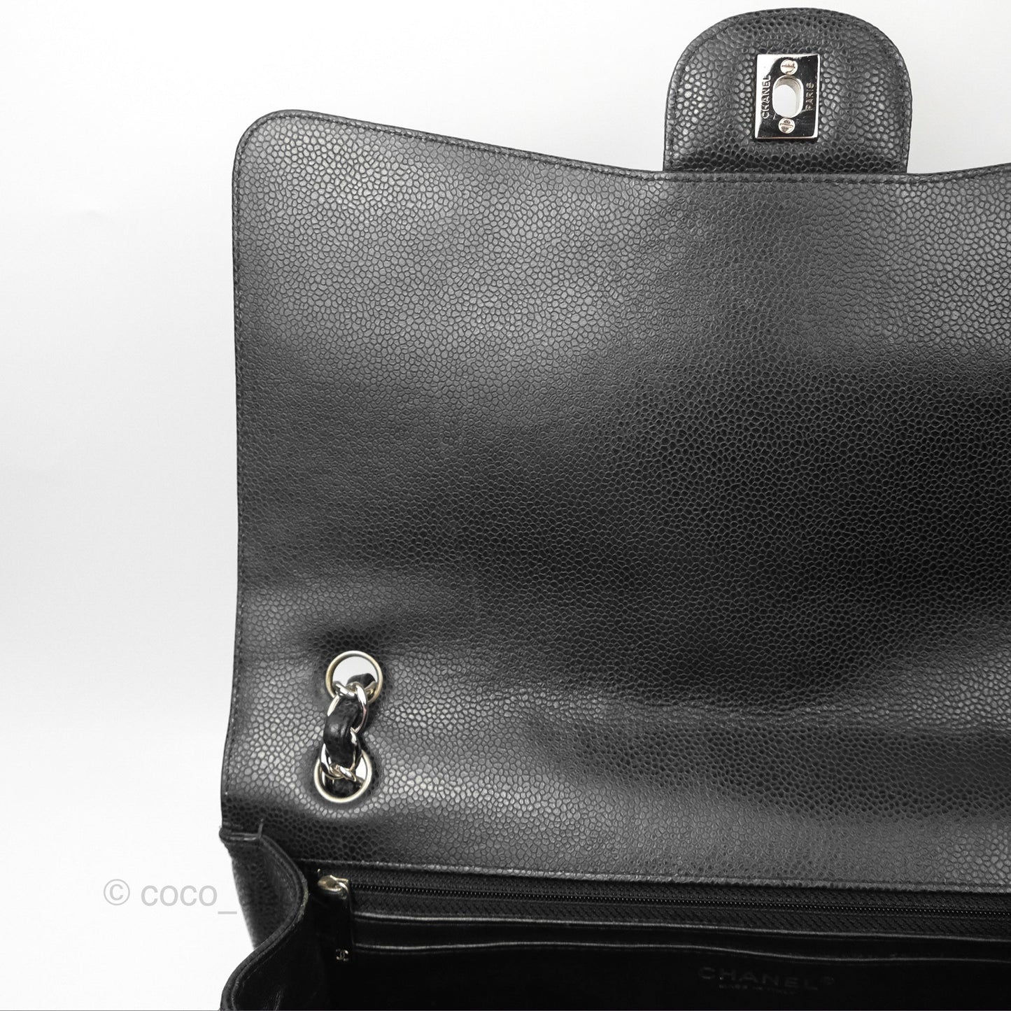 Chanel Quilted Maxi Single Flap Black Caviar Silver Hardware