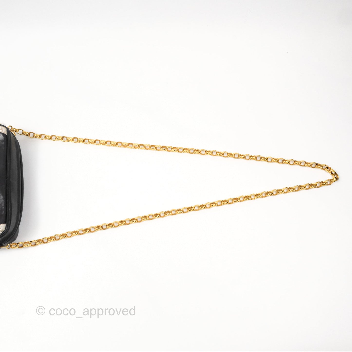 Chanel Vintage White CC Camera Bag Black Lambskin Gold Hardware