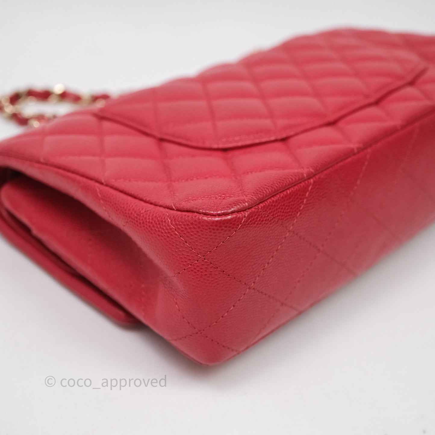 Chanel Classic M/L Medium Flap Quilted Red Caviar Gold Hardware