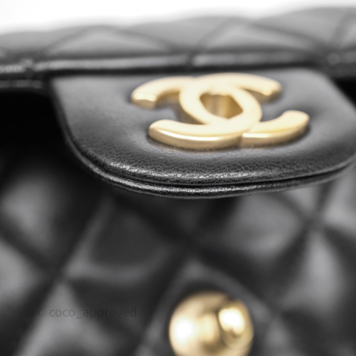 Chanel Quilted Extra Mini Rectangular Flap Black Lambskin Aged Gold Hardware