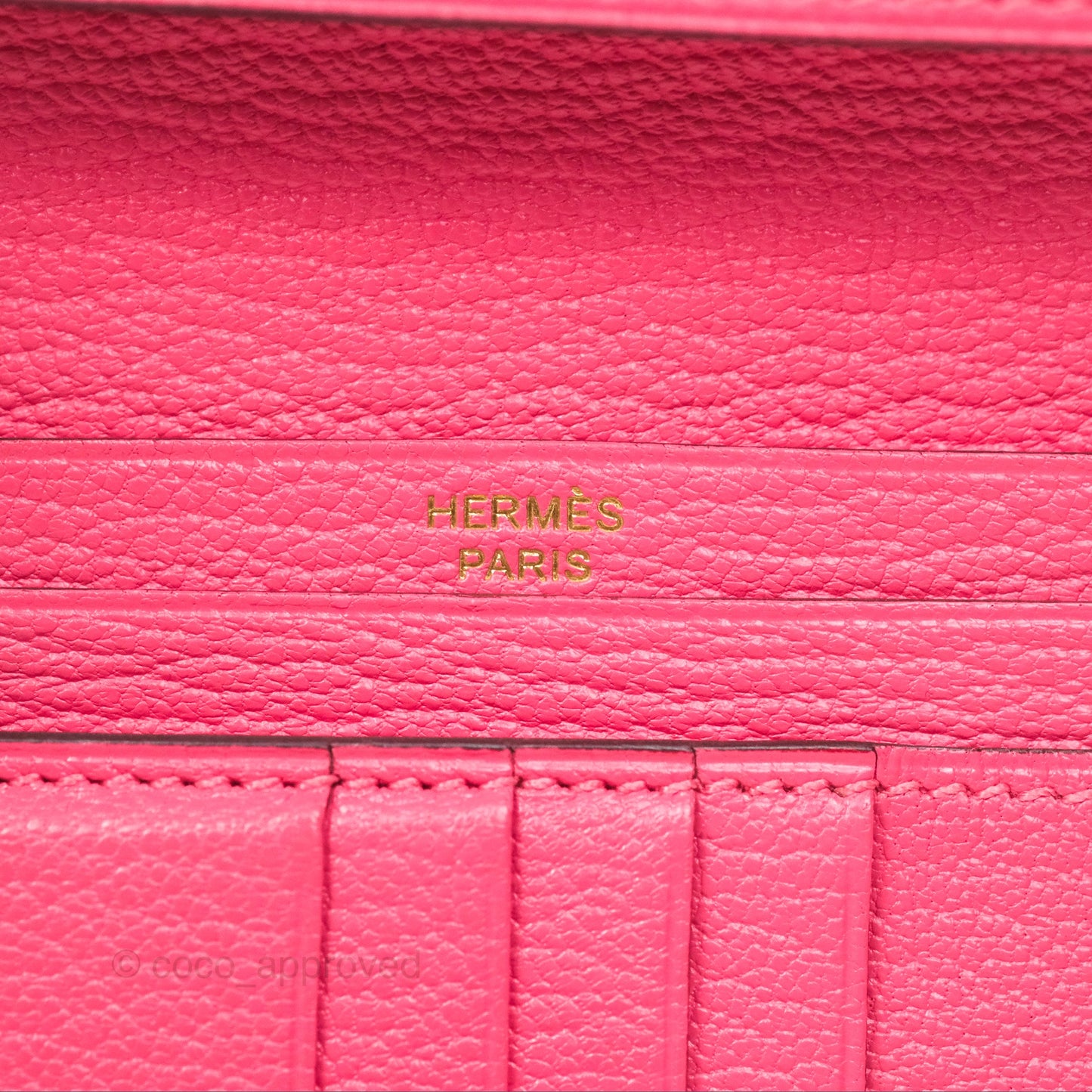 Hermes Bearn Compact Wallet Rose Azalee 8W Gold Hardware