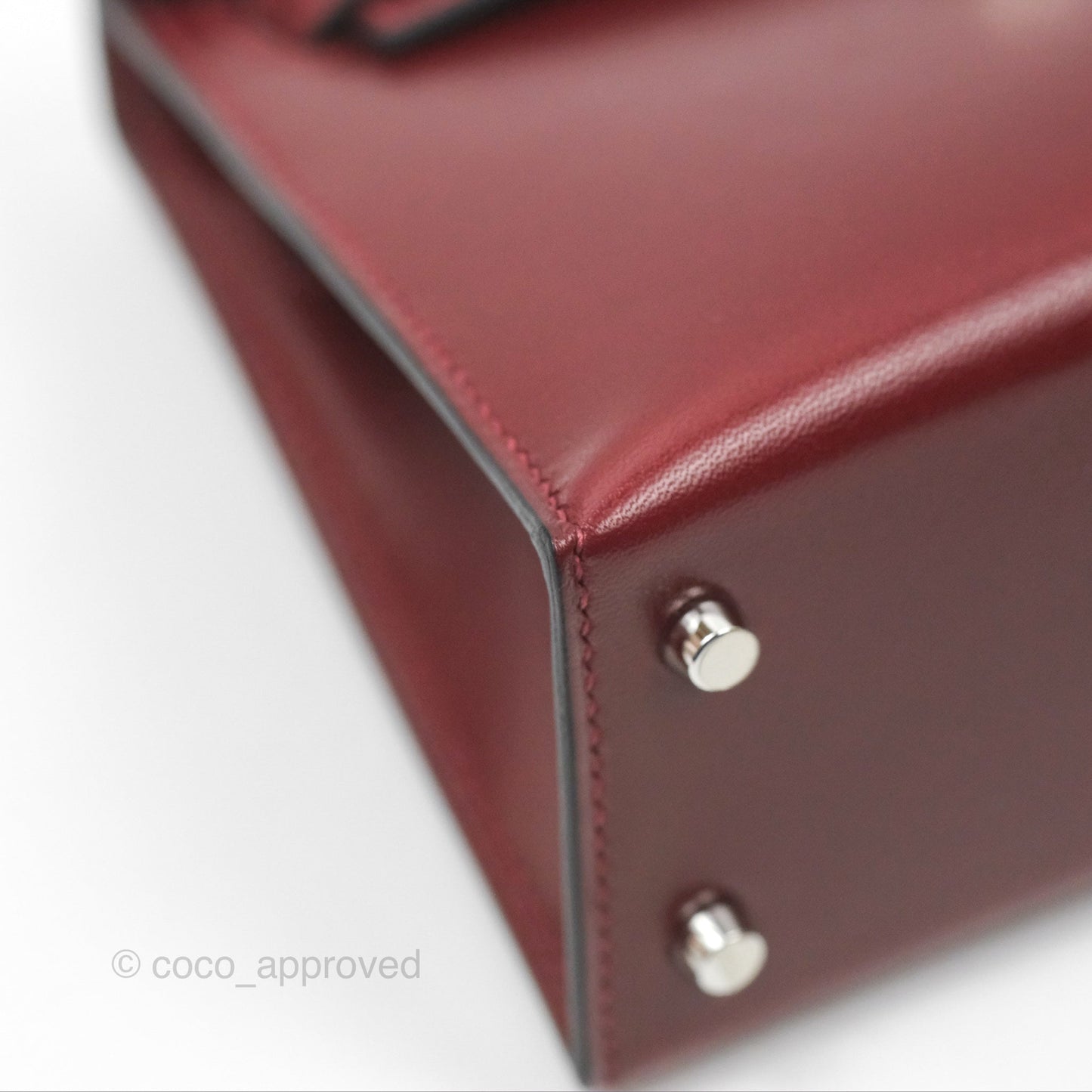 Hermès Mini Kelly II Sellier Rouge H Box Leather Palladium Hardware
