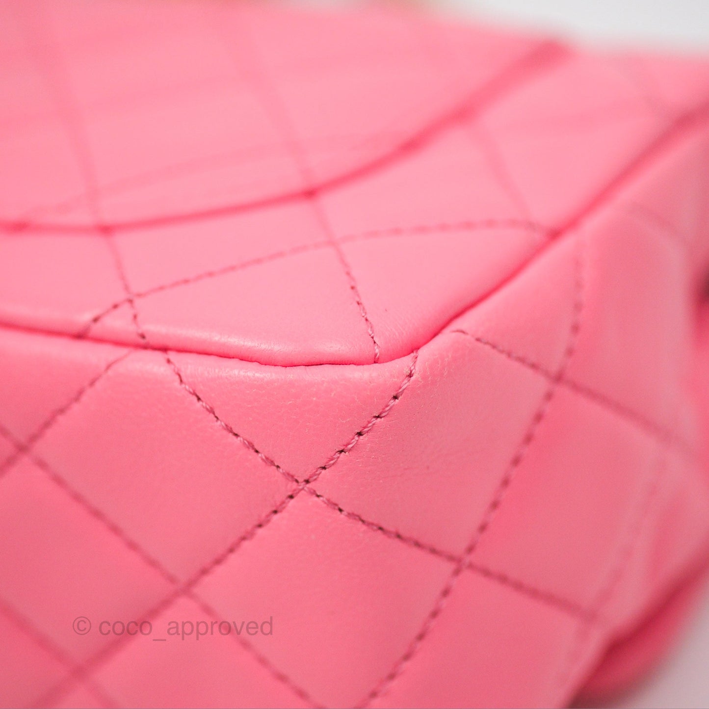 Chanel Mini Rectangular Pearl Crush Quilted Pink Lambskin Aged Gold Hardware