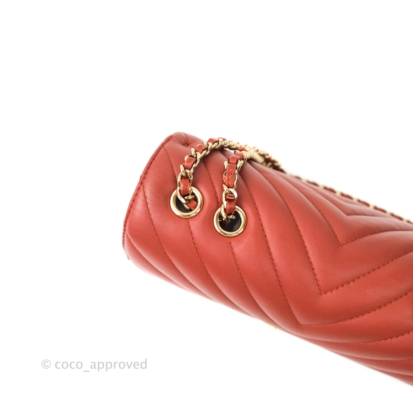 Chanel Small Statement Chevron Flap Bag Red Lambskin Gold Hardware