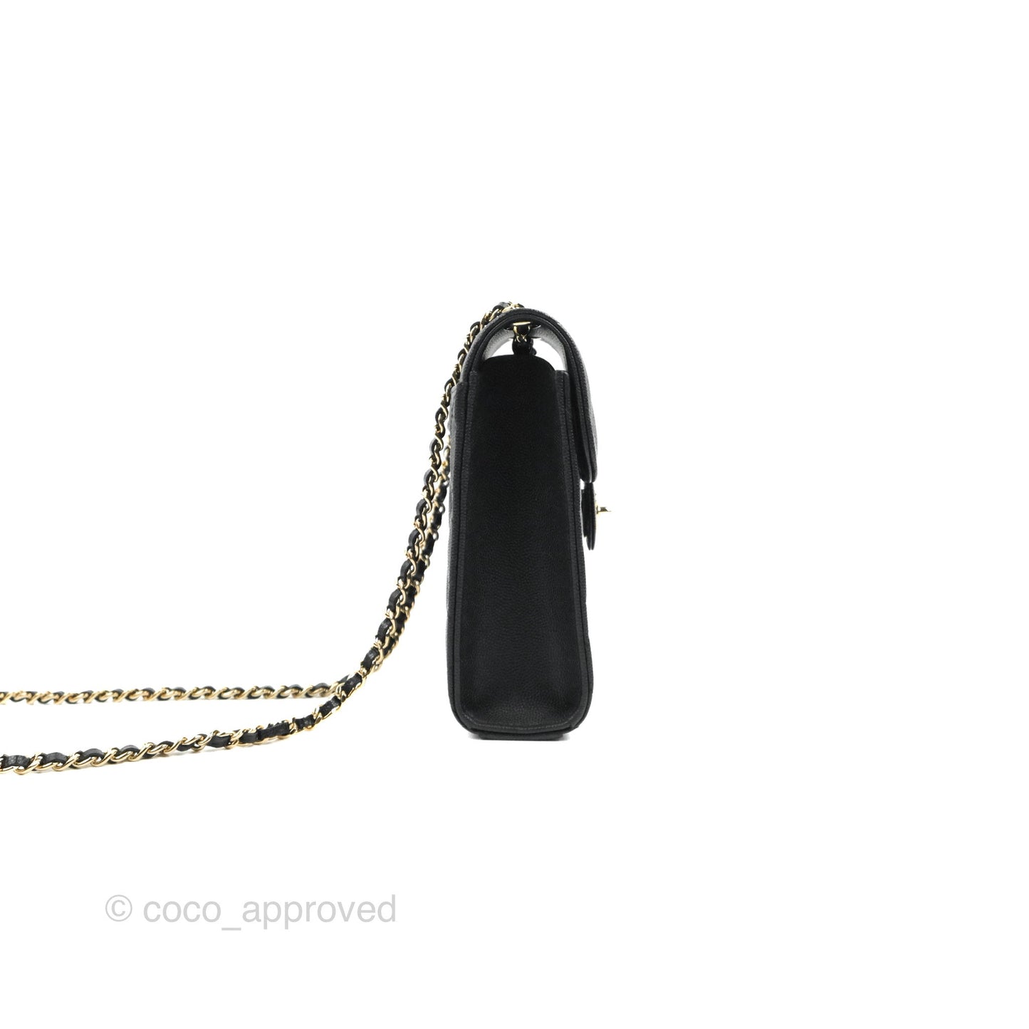 Chanel Classic Quilted Phone Holder Black Caviar Gold Hardware