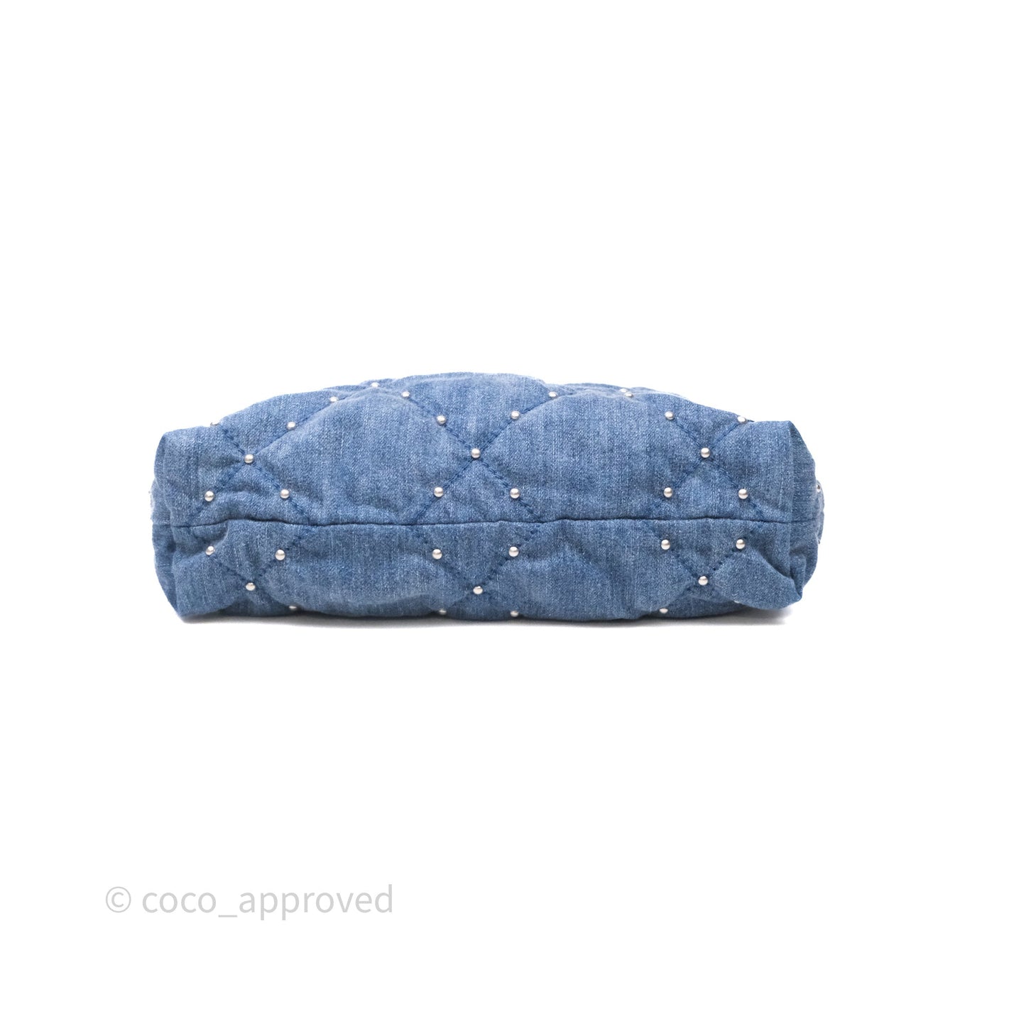 Chanel 22 Small Pearl Studded Denim Silver Hardware