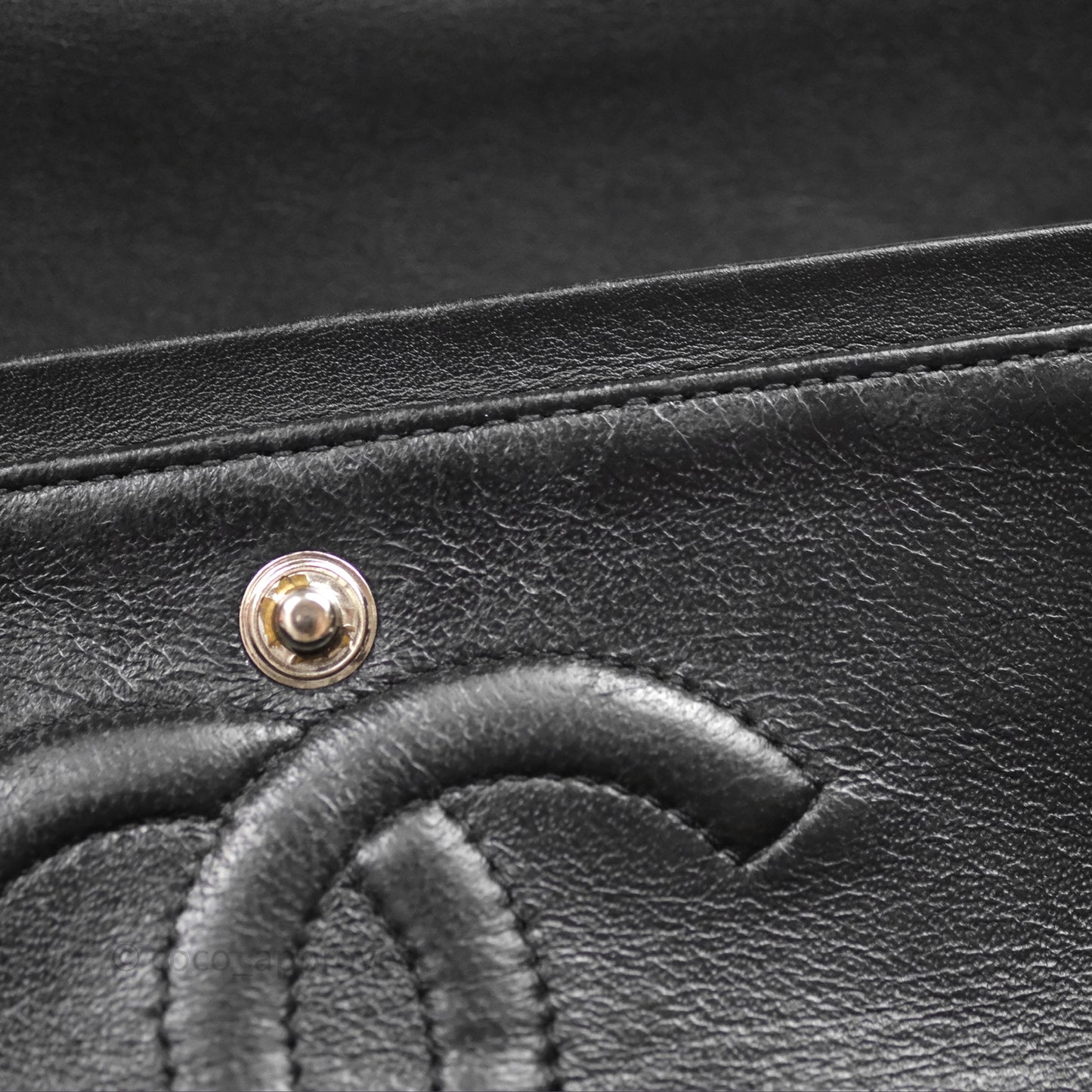Chanel Classic M/L Medium Flap Quilted Black Patent Silver Hardware