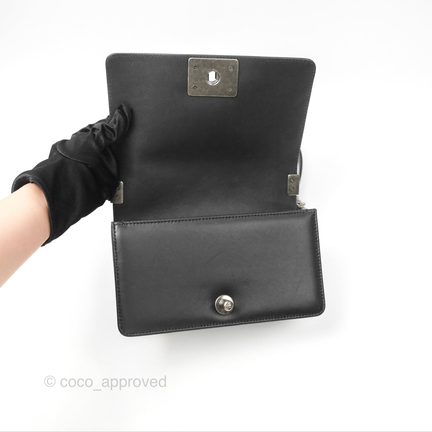 Chanel Small Boy Quilted Black Calfskin Ruthenium Hardware