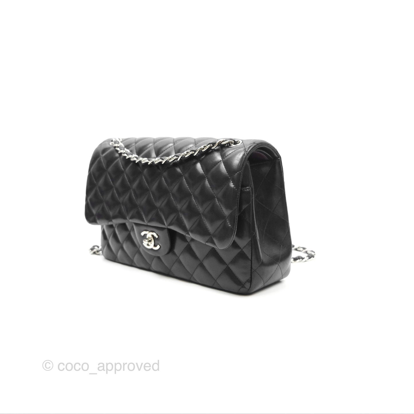 Chanel Jumbo Double Flap Black Lambskin Silver Hardware⁣⁣