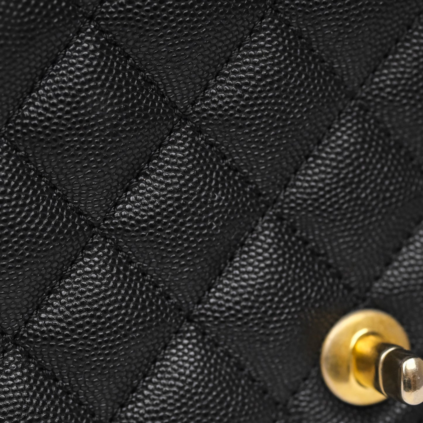 Chanel Medium Coco Handle Quilted Black Caviar Aged Gold Hardware